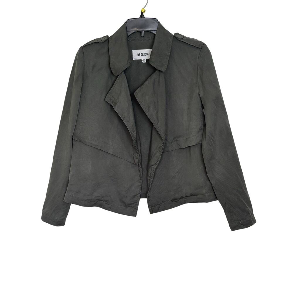 BB Dakota Double Agent Cropped Trench Jacket XS Open Front Military Lyocell